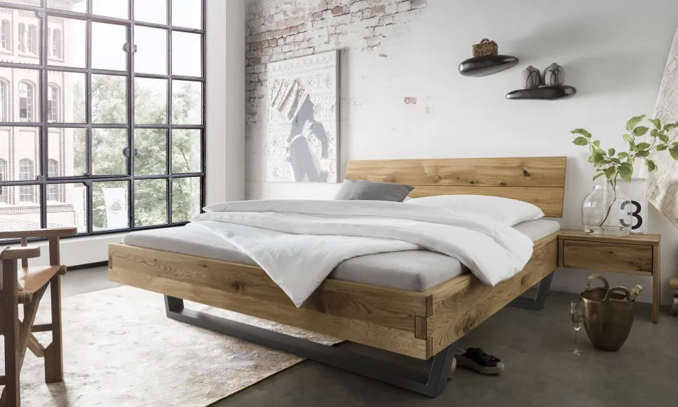 Doppelbett 'Navarra II' 200x200cm Wildeiche geölt
