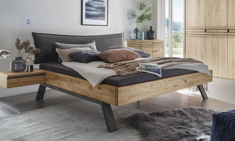 Doppelbett 'Phoenix' 200x200cm Wildeiche geölt