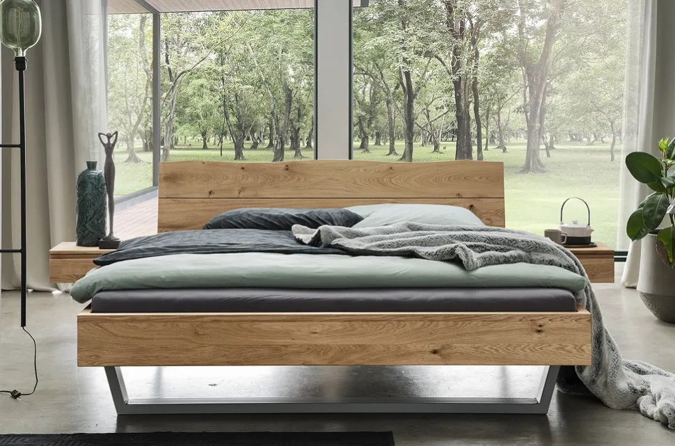Doppelbett 'Redwood III' 200x200cm Wildeiche geölt