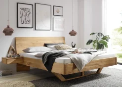 Doppelbett 'Salerno' 180x200cm Wildeiche geölt bodenlanges Kopfteil