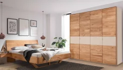 Doppelbett 'Salerno' 180x200cm Wildeiche geölt bodenlanges Kopfteil