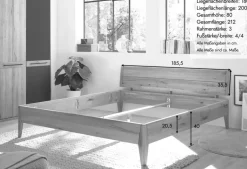 Doppelbett 180x200cm 'Ancona' Wildeiche massiv geölt