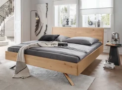 Doppelbett 180x200cm 'Combo II' Wildeiche geölt Holzkopfteil