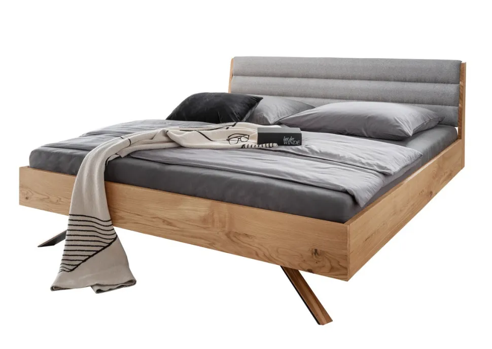 Doppelbett 180x200cm 'Combo II' Wildeiche geölt Polsterkopfteil