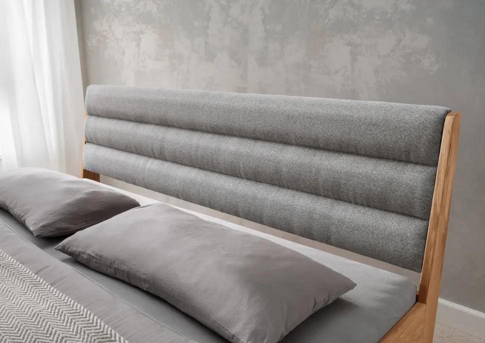 Doppelbett 180x200cm 'Combo II' Wildeiche geölt Polsterkopfteil