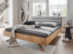Doppelbett 180x200cm 'Combo II' Wildeiche geölt Polsterkopfteil