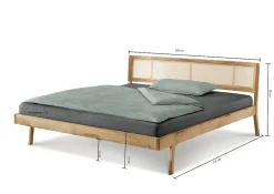 Doppelbett 200x200cm "Norden" Eiche & Rattangeflecht