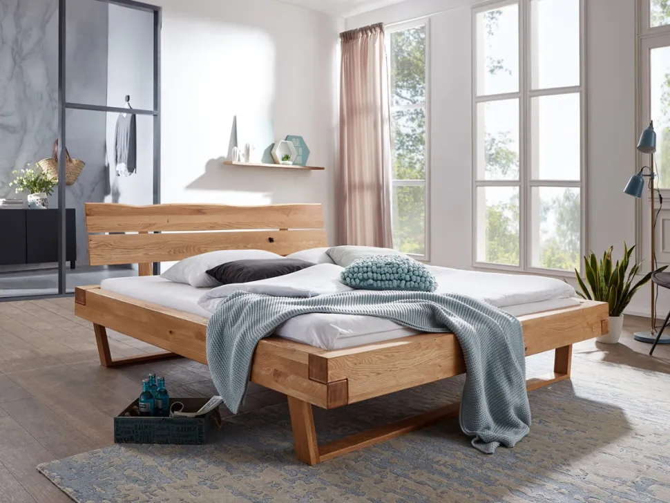Doppelbett 180x200cm 'Silva' Wildeiche massiv geölt