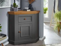Eckanrichte 104cm "Zürich II" Kiefer massiv grau WZ-0133