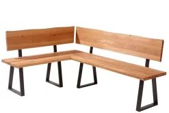 Eckbank 151x201cm 'Granada' Wildeiche geölt & Metall schwarz