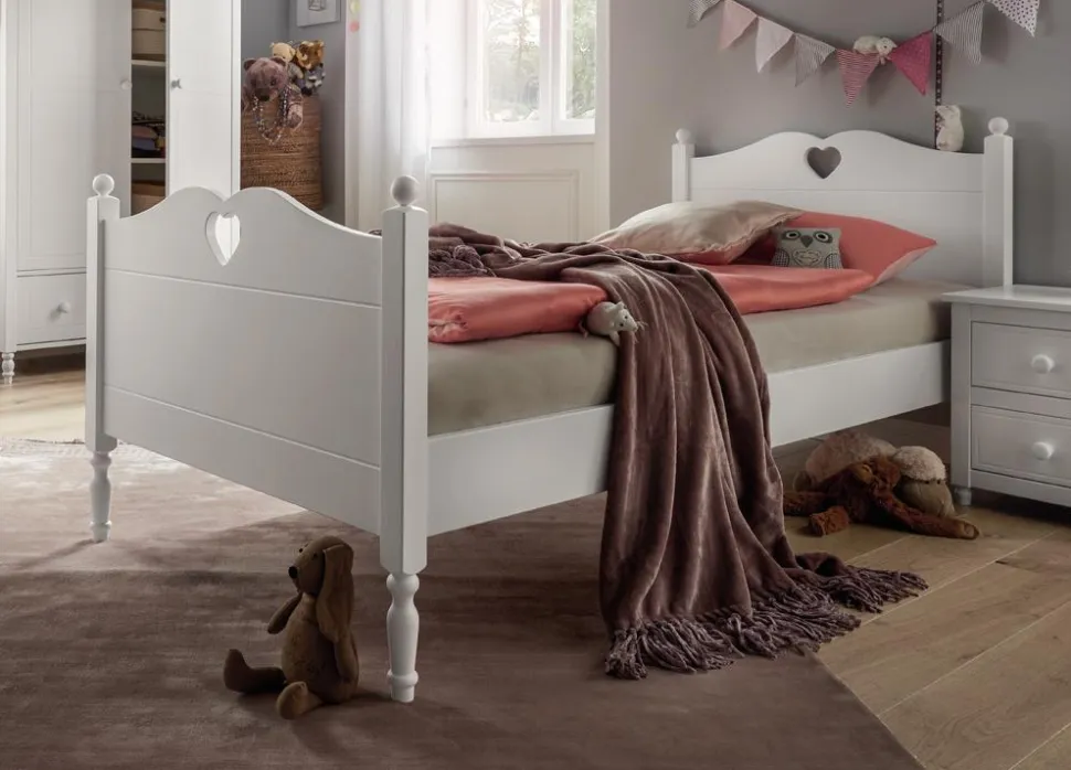 Einzelbett 90x200cm "Meggie" MDF weiß lackiert