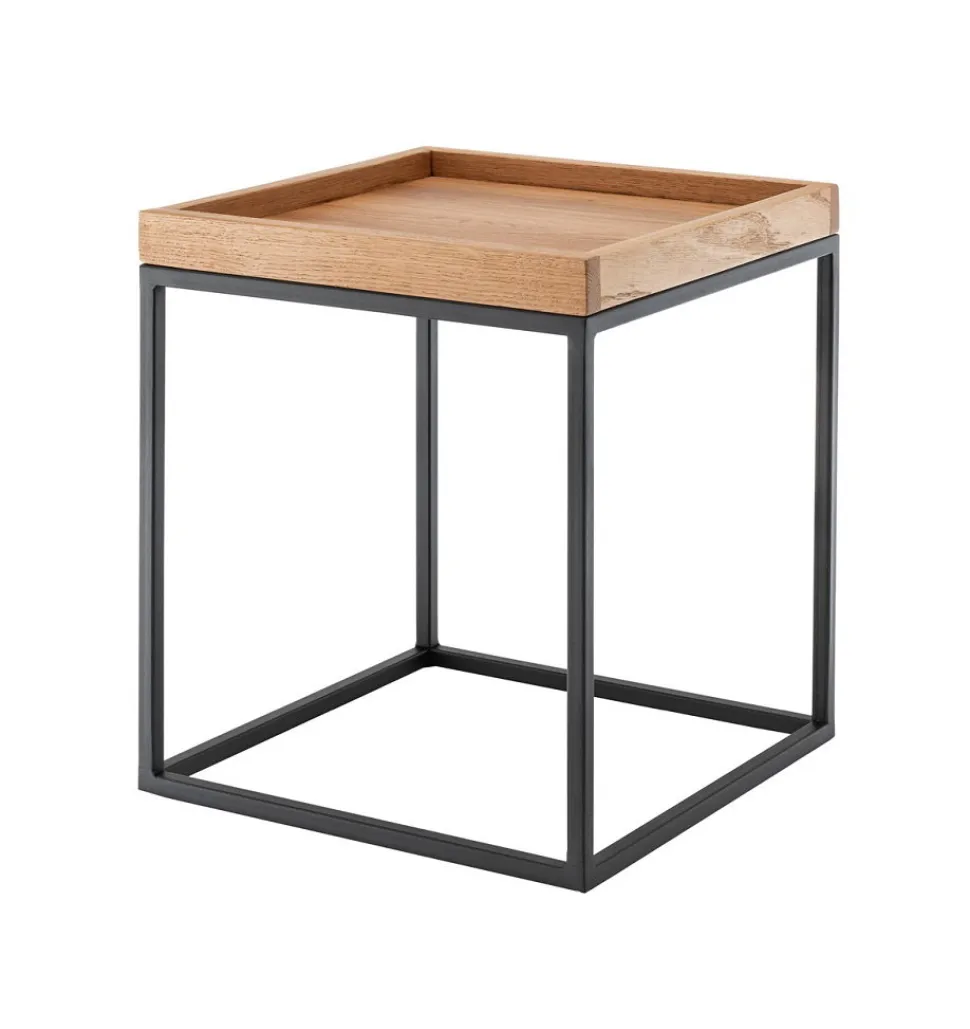 2er-Set Beistelltische 50/40cm 'Lissabon' Wildeiche Stahl schwarz