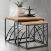 2er-Set Couchtisch 'Lissabon' Wildeiche Stahl schwarz