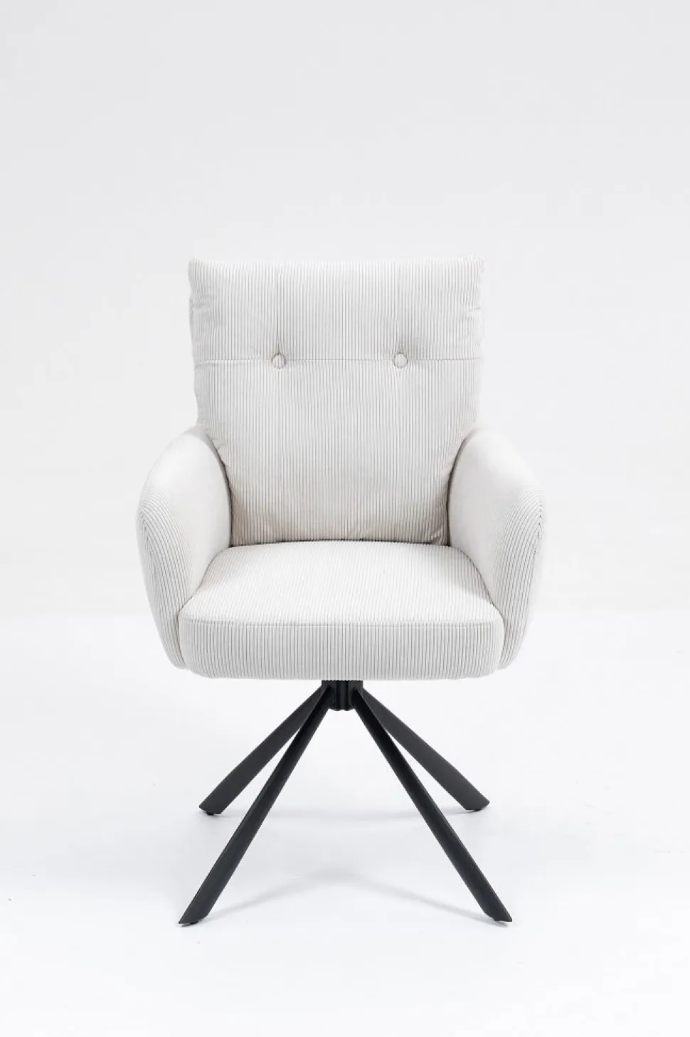 2er-Set Drehstuhl Esszimmerstuhl "Hanna" Cord creme & Metall schwarz