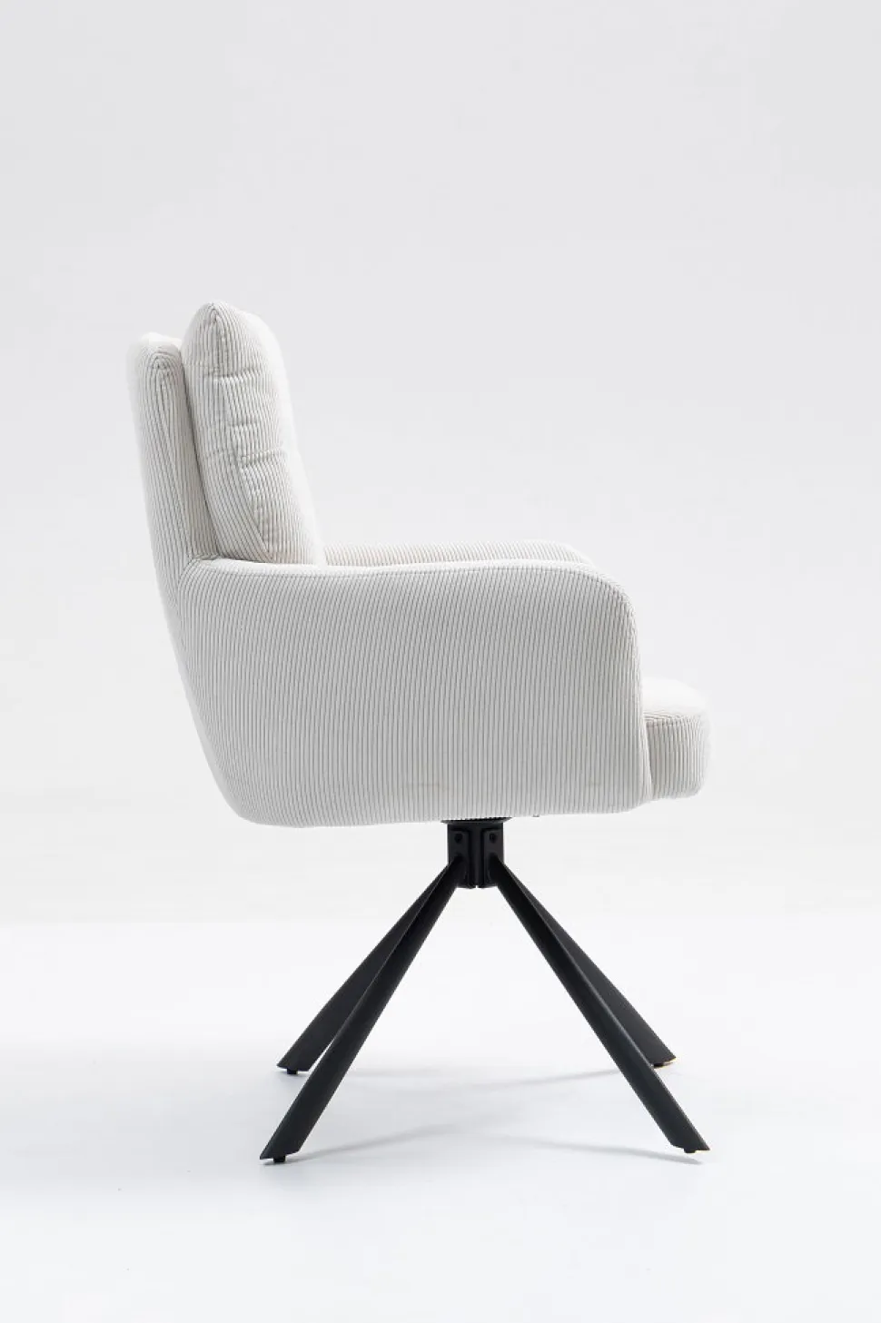 2er-Set Drehstuhl Esszimmerstuhl "Hanna" Cord creme & Metall schwarz