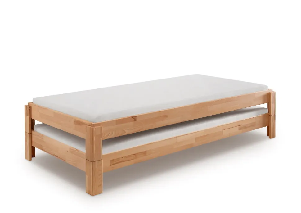 2er-Set Stapelbett 90x200cm 'Dubi' Buche massiv natur geölt