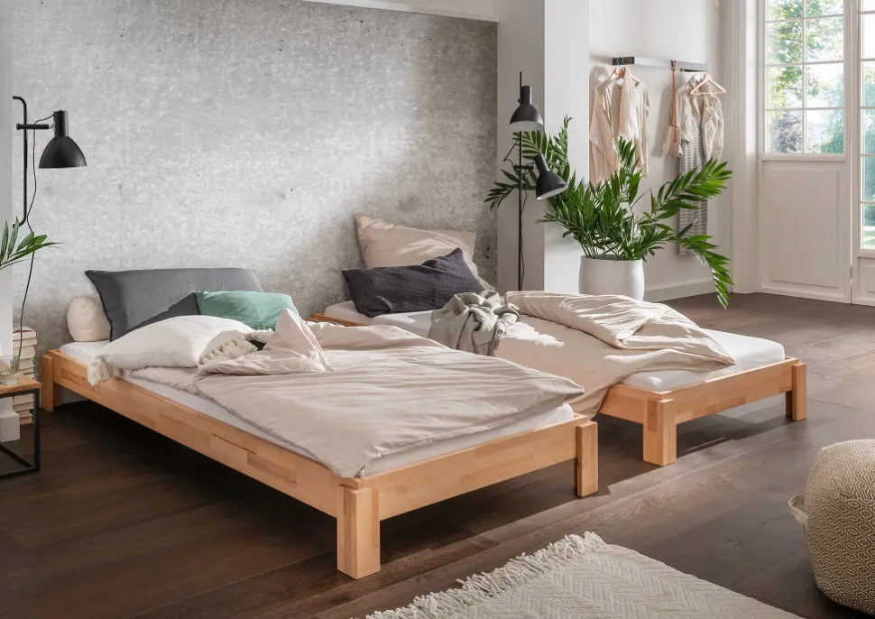 2er-Set Stapelbett 90x200cm 'Dubi' Buche massiv natur geölt
