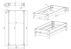 2er-Set Stapelbett 90x200cm 'Dubi' Wildeiche massiv