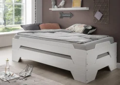 2er-Set Stapelbett 90x200cm 'Pisa' Buche massiv weiß lackiert