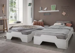 2er-Set Stapelbett 90x200cm 'Pisa' Buche massiv weiß lackiert