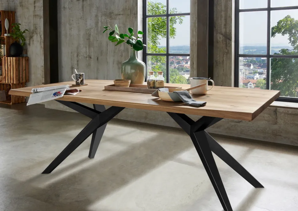 Esstisch "Jupiter" 240x100cm Wildeiche massiv