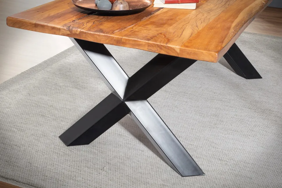 Esstisch mit gerader Kante 180x90cm 'Pinta' Altholz & X-Fuß