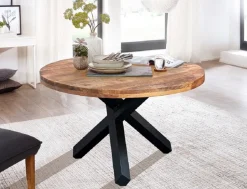 Esstisch "Patna" 110cm Akazie & Metall schwarz