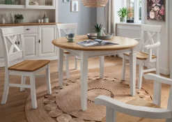 Esstisch rund 120cm ausziehbar "Jale" Kiefer & Eiche massiv WZ-0622