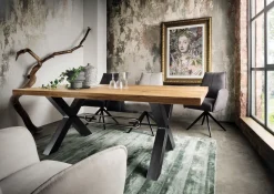 Esstisch verschiedene Größen und Tischkanten 'Ligna X` Wildeiche massiv 220x100cm gerade Kante natur geölt