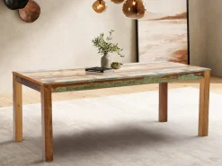 Esstisch 200x90cm 'Hawkins' recyceltes Altholz mehrfarbig lackiert