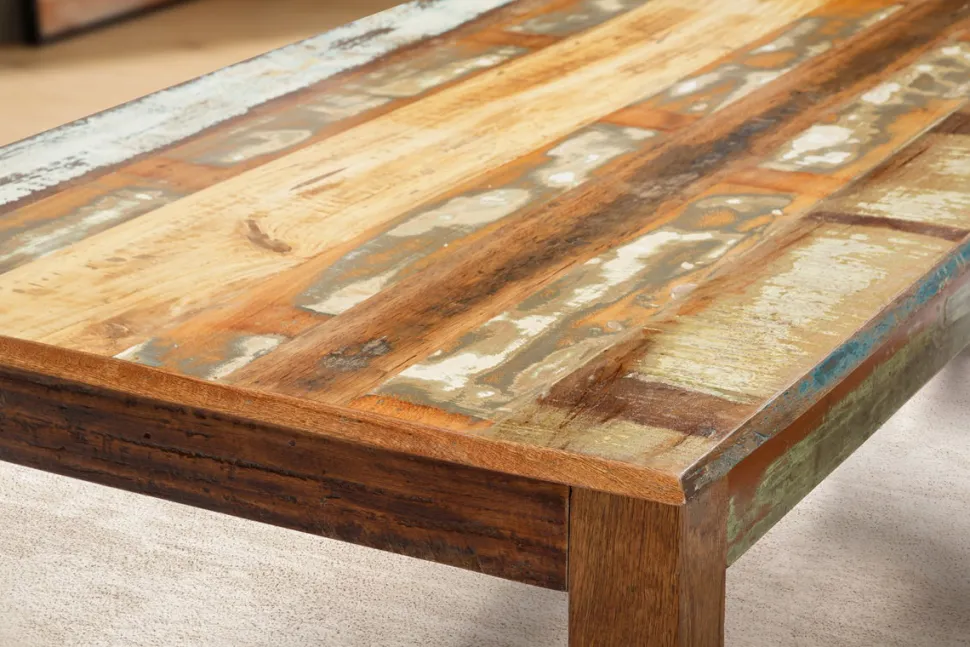 Esstisch 180x90cm 'Hawkins' recyceltes Altholz mehrfarbig lackiert