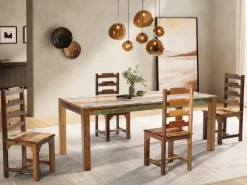 Esstisch 180x90cm 'Hawkins' recyceltes Altholz mehrfarbig lackiert