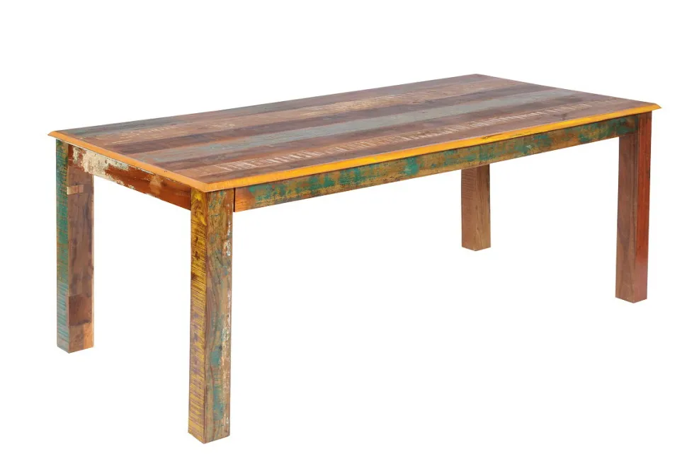 Esstisch 180x90cm 'Hawkins' recyceltes Altholz mehrfarbig lackiert