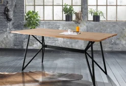 Esstisch 175x90cm 'Hunter' Akazie massiv & Gestell Metall schwarz
