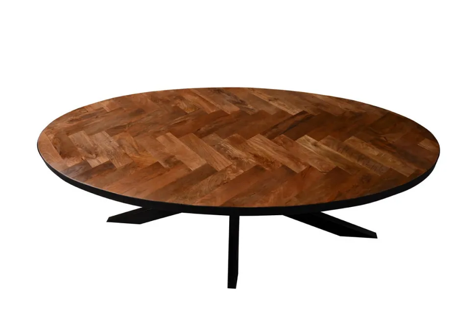 Esstisch 210x105cm 'Karat' recyceltes Altholz & Metall schwarz