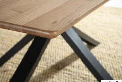 Esstisch 180x90cm "Konin" Wildeiche massiv & Gestell Rundrohr