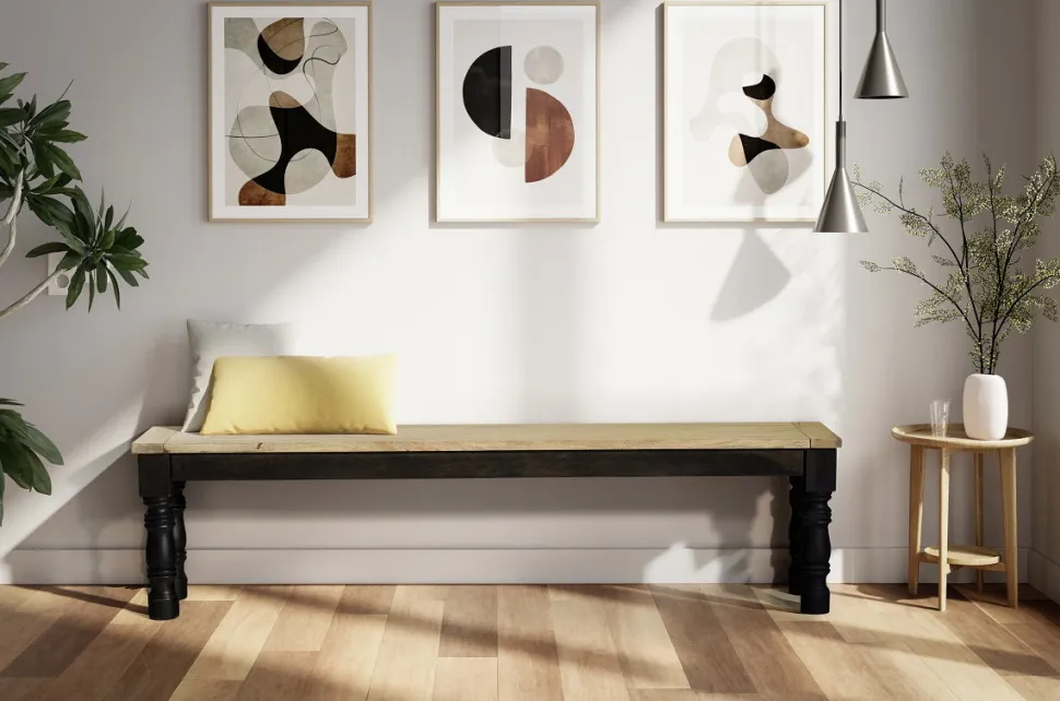 Esszimmerbank 180cm 'Mumbai' Mango natur & schwarz