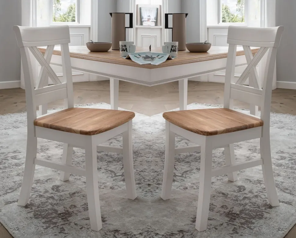 Esszimmerstuhl 2er Set "Jale" Kiefer & Eiche massiv WZ-0622