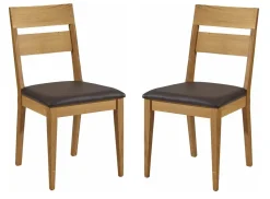 Esszimmerstuhl 2er-Set 'Kerala' Wildeiche FARBAUSWAHL möglich Kunstleder dunkelbraun