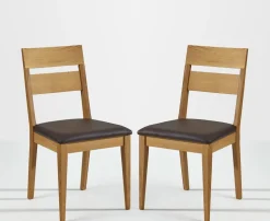 Esszimmerstuhl 2er-Set 'Kerala' Wildeiche FARBAUSWAHL möglich Kunstleder dunkelbraun