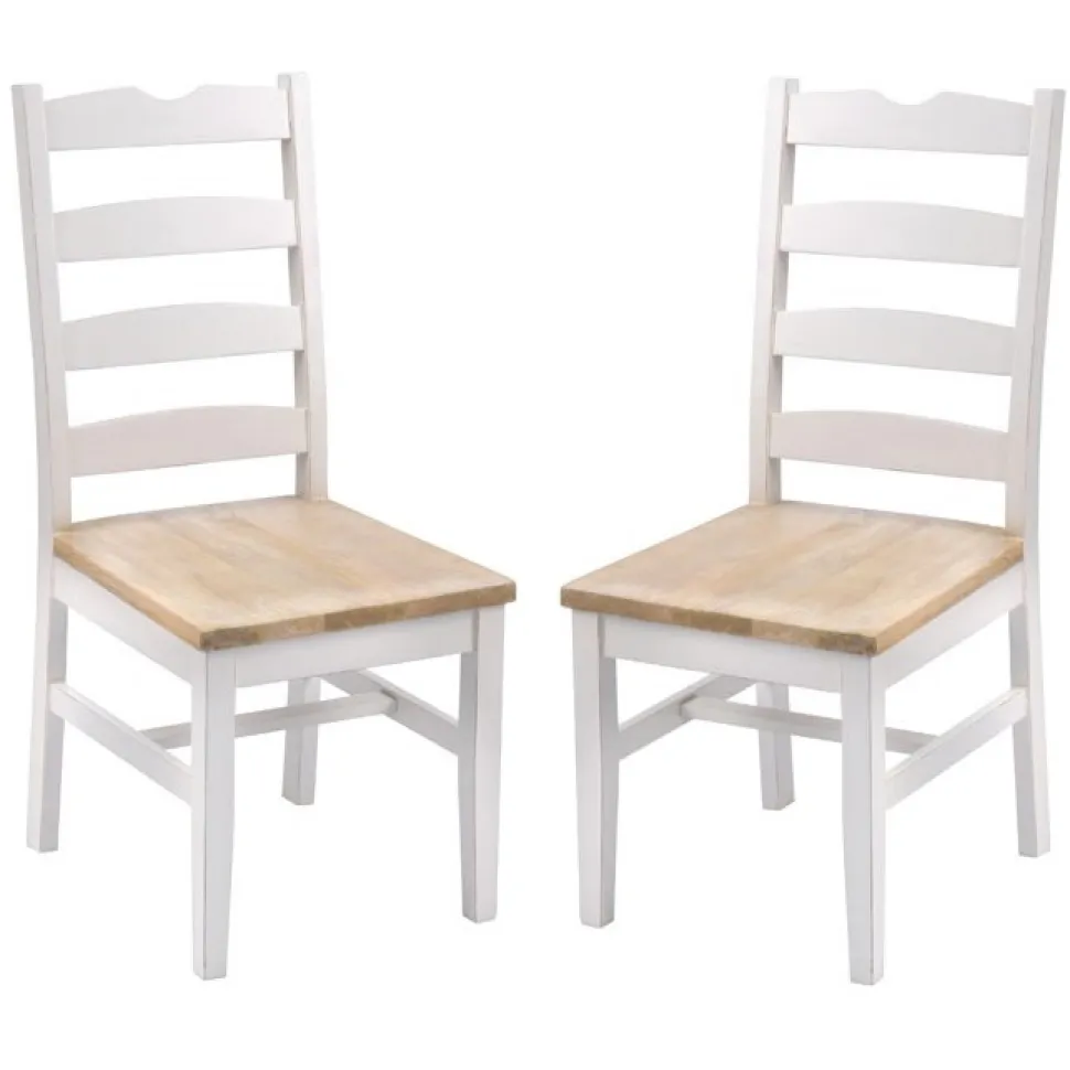 Esszimmerstuhl 2er-Set 'Nizza' Mango weiß natur