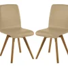 Esszimmerstuhl 2er-Set Wildeiche 'Granada' Echtleder verschieden Farben möglich beige