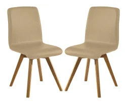 Esszimmerstuhl 2er-Set Wildeiche 'Granada' Echtleder verschieden Farben möglich beige