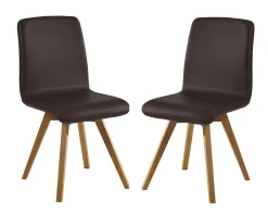 Esszimmerstuhl 2er-Set Wildeiche 'Granada' Echtleder verschieden Farben möglich beige