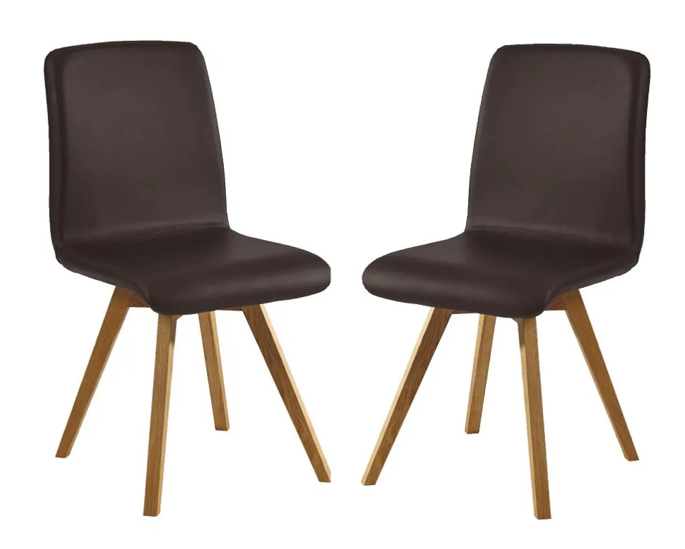 Esszimmerstuhl 2er-Set Wildeiche 'Granada' Echtleder verschieden Farben möglich beige