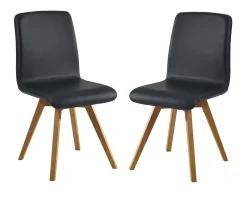 Esszimmerstuhl 2er-Set Wildeiche 'Granada' Echtleder verschieden Farben möglich beige