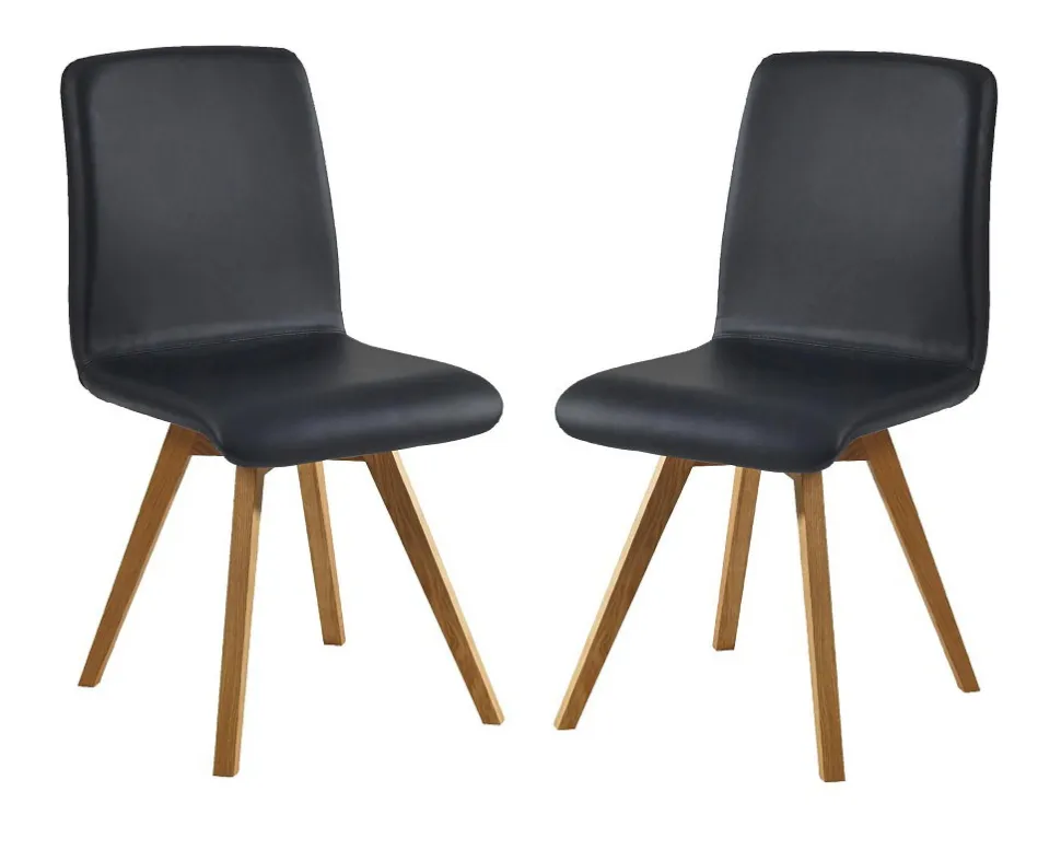 Esszimmerstuhl 2er-Set Wildeiche 'Granada' Echtleder verschieden Farben möglich beige