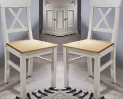 Esszimmerstuhl 2-Stück "Zürich" Kiefer massiv weiß WZ-0133