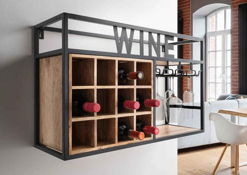Flaschenregal für 12 Flaschen/Gläser "Vino 9" Holz & Metall