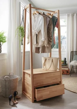 Garderobe mit Schubkästen 85x190cm 'Graz' Kernbuche geölt